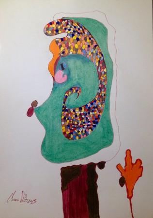 80✨ TÍTULO : "SEÑOR" , TÉCNICA : LÁPIZ DE CRAYÓN, GRASA Y ACUARELA. TINTA CHINA. FIJADOR. ( 29,7 x 21,1cms.).   110€